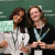 Two incoming D1 students participating in photobooth on Welcome Day